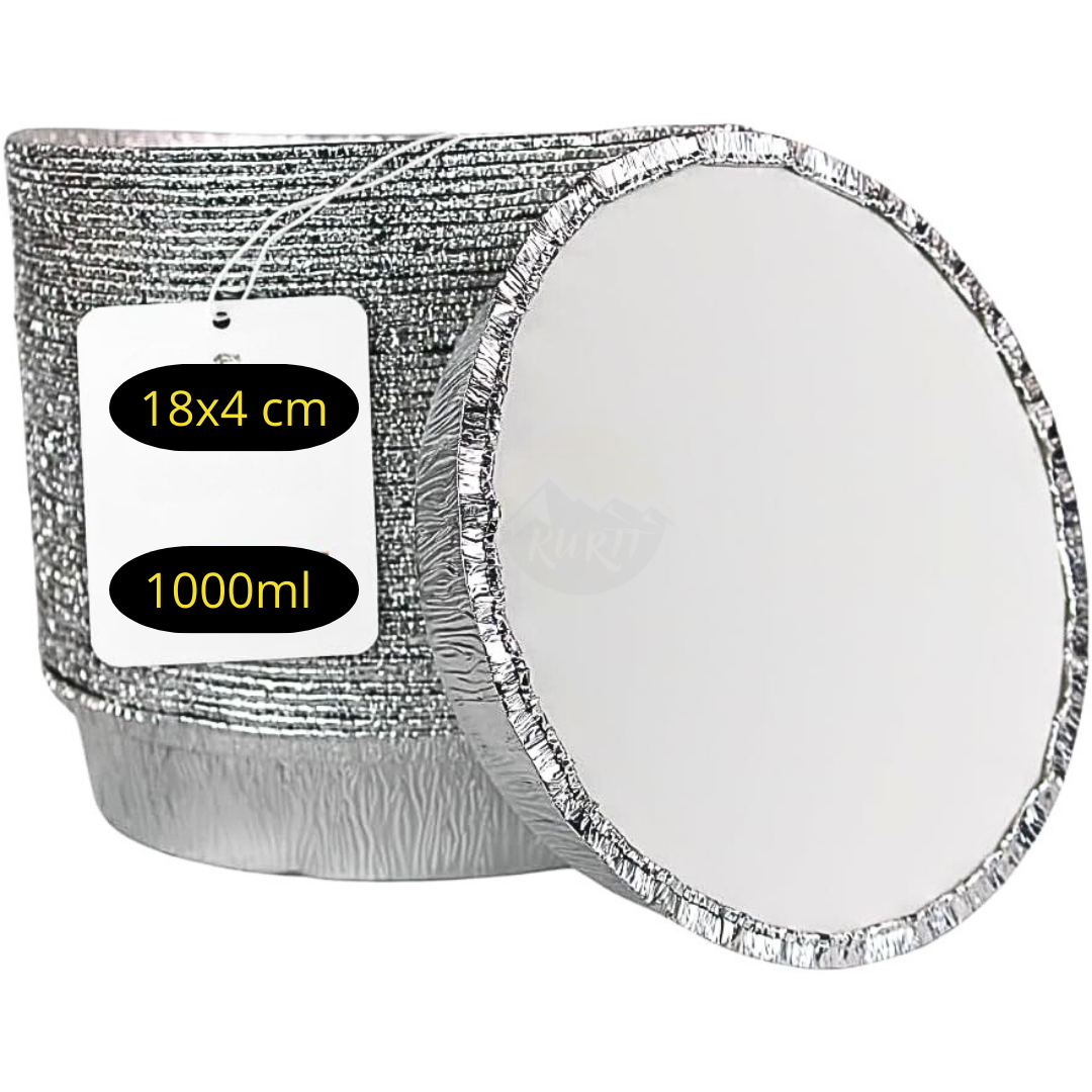 Aluminum tray C807-1000L round with lids - 100 pieces