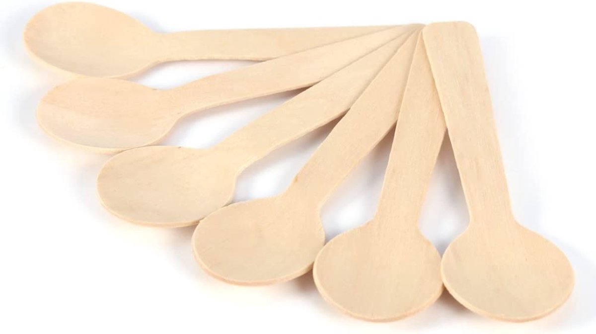 Wooden Tea Spoons, Ice Cream Spoon 100mm - 200 pieces