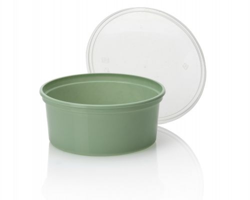 Microwave containers with lids Green 350ML ROUND - 100 pieces
