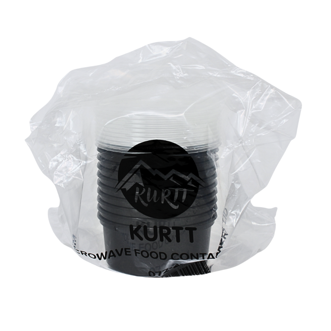 Plastic potjes 350ml zwart met deksel – 50 stuks | Vershoudbakjes Magnetronbestendig