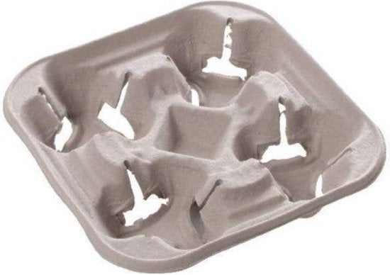 Cardboard pulp cup holder 4 compartments - 75 pieces