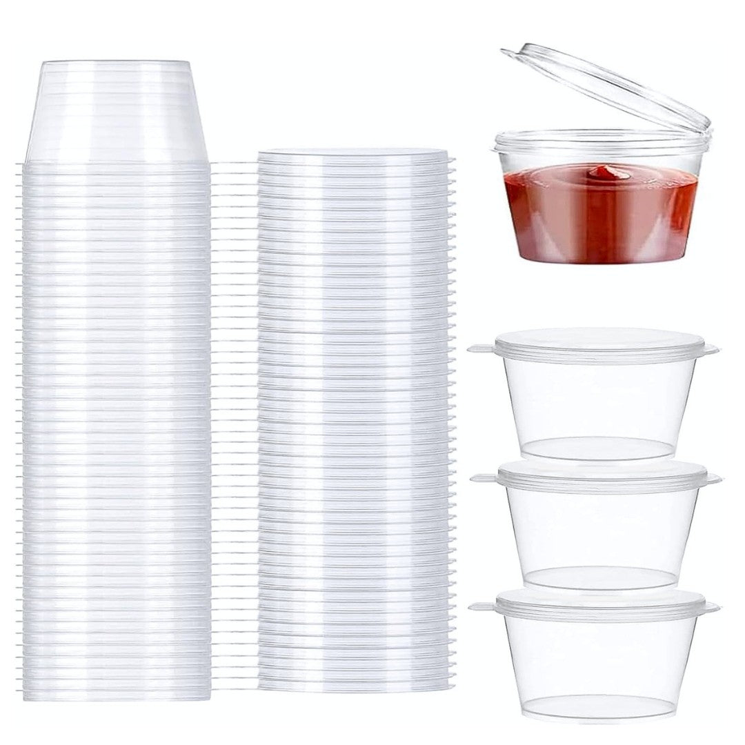 1000x Sausbakjes met vast deksel 60ml - Sauscups