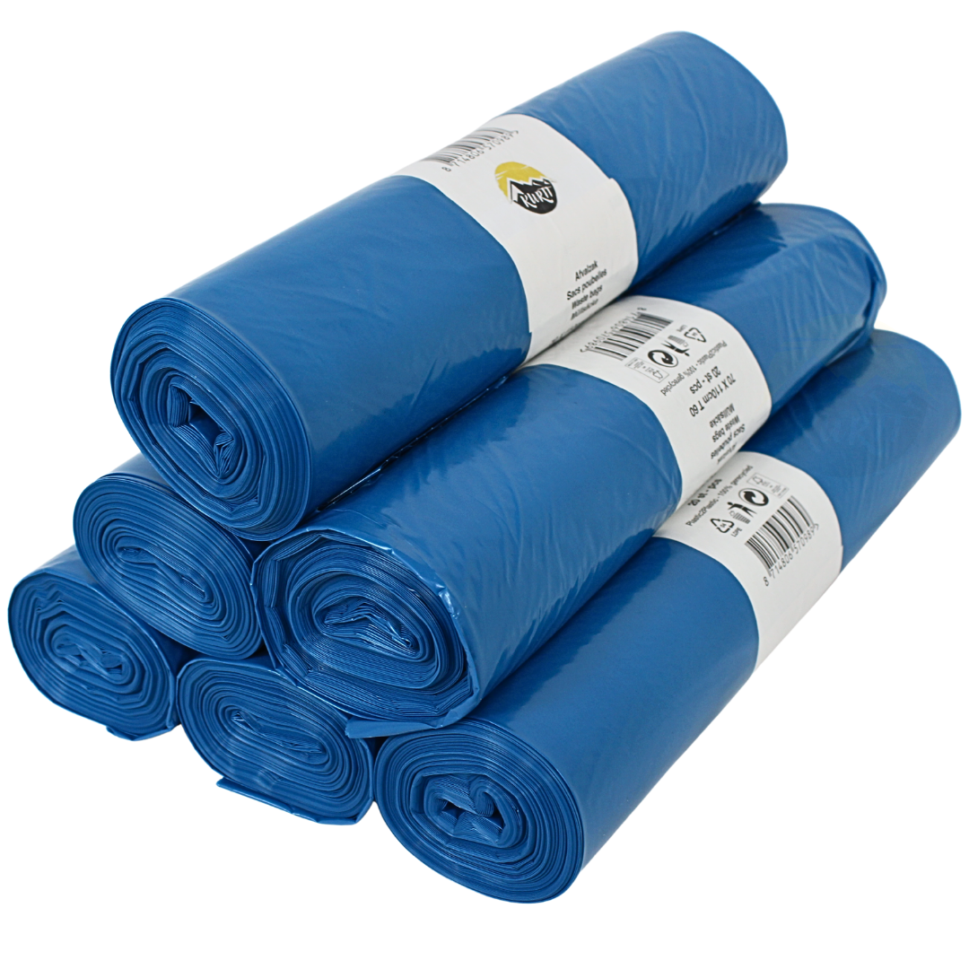 Müllsäcke LDPE 70x110cm Blau Typ 60 Auf Rolle | 200 Stück