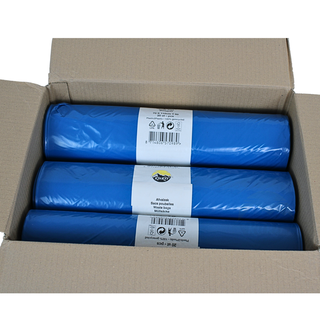 Müllsäcke LDPE 70x110cm Blau Typ 60 Auf Rolle | 200 Stück