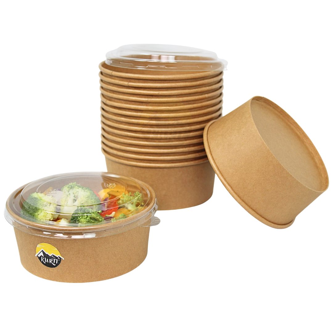 Cardboard salad bowls with RPET lids 750 ml - 150 pieces