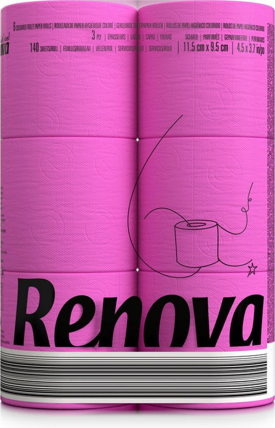 Toiletpapier, wc papier, 140 vellen 3-laags Fuchsia Roze