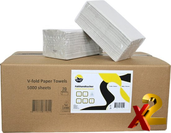 10,000 sheets gray, Paper towels 2-ply, 22 x 23 cm, Z-fold paper towels 2-ply, paper towels