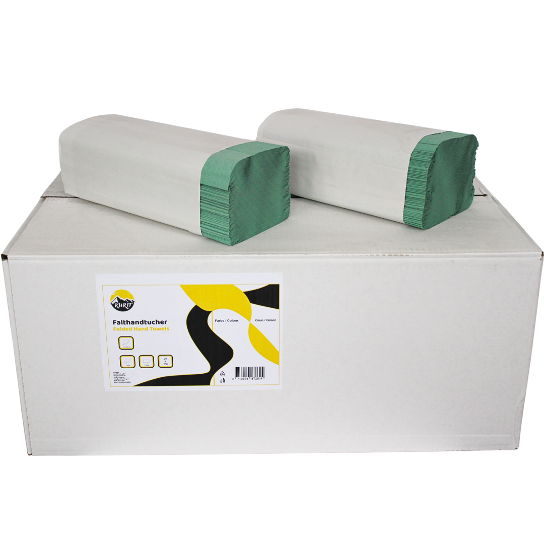 10.000 Blatt, Papierhandtücher grün 1-lagig 25 x 23 cm