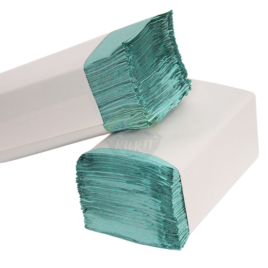 10.000 Blatt, Papierhandtücher grün 1-lagig 25 x 23 cm