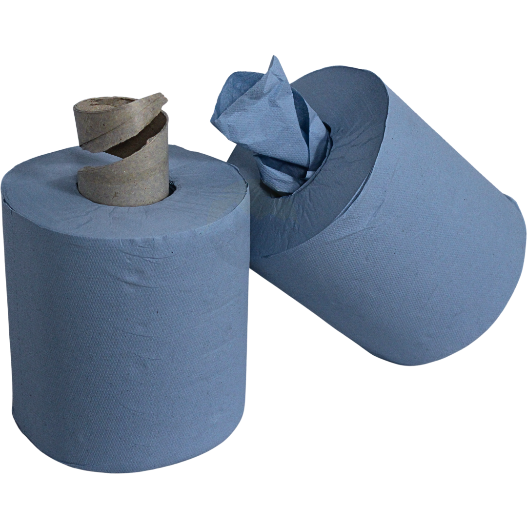 KURTT (2-lags) 6 x 150 meter rengøringspapir blåt, egnet til rengøringsrulleholder