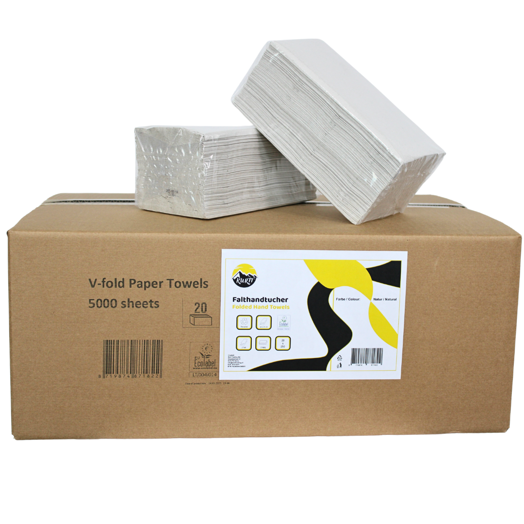 Paper towels 2-ply, 5000 sheets gray 25 x 23 cm, Z-fold paper towels 2-ply, paper towels