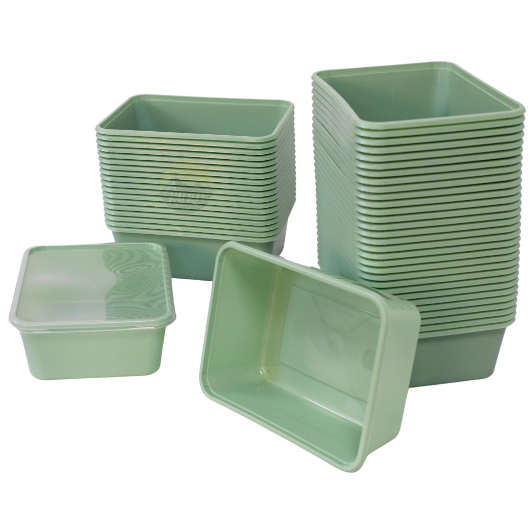 Microwave containers with lids Green 750ML - 50 pieces