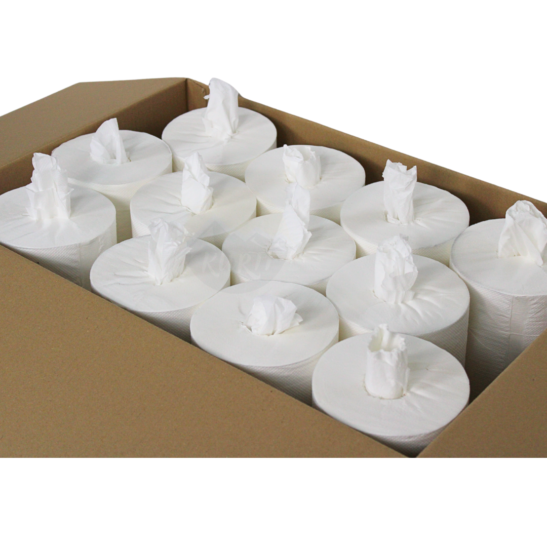 12 mini rengøringsrulle 120 m uden rør - 1 -lags perforeret