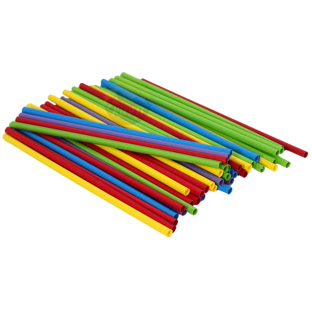 Multi farvepapirstrå 240x7mm - 150 stykker