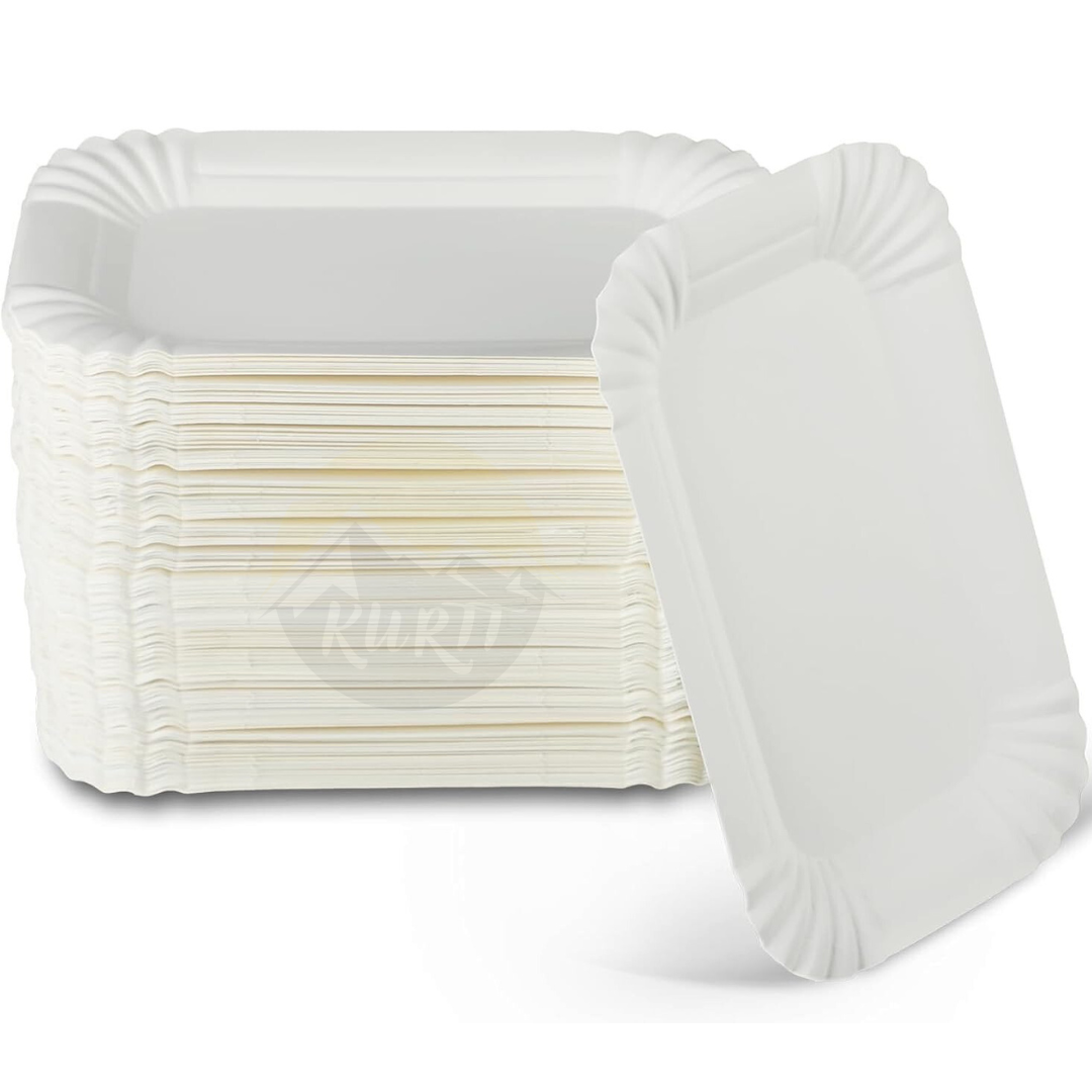 Papirplade/skål 10x16cm hvid - 250 stykker