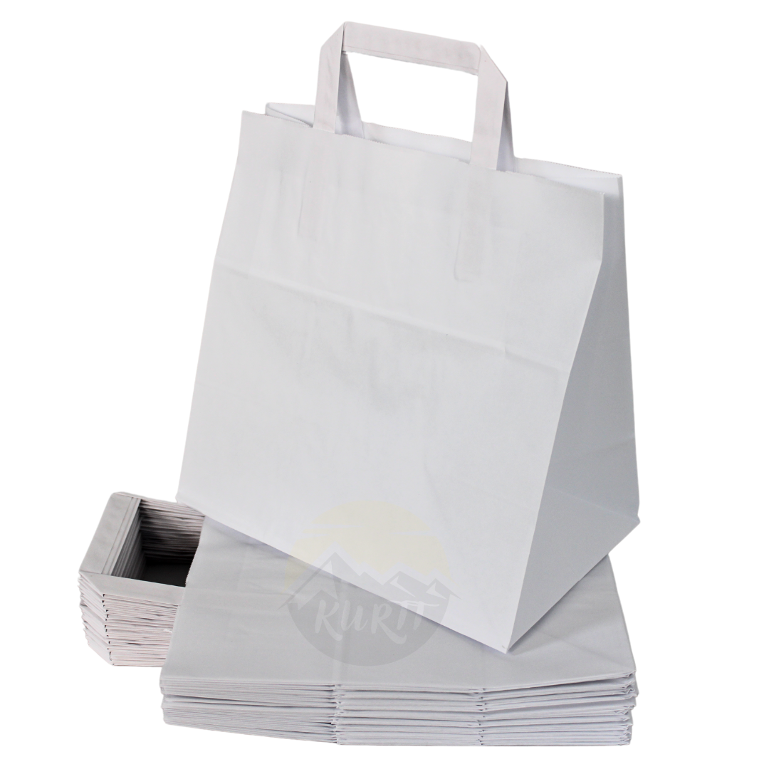 Paper Carrier Bag White 26 + 17 x 25 cm - 250 stykker