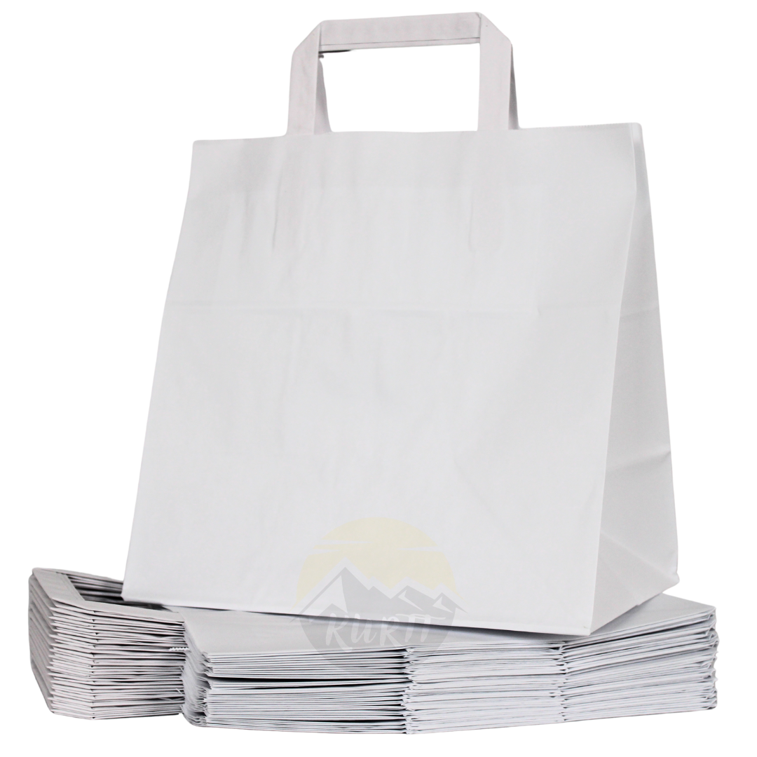 Paper Carrier Bag White 26 + 17 x 25 cm - 250 stykker