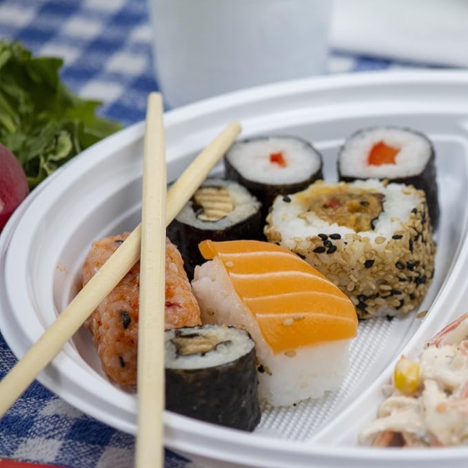 100x stevige Plastic Borden Ø 22cm, 2-Vaks, herbruikbare borden Vaatwasmachinebestendig, wegwerp borden, Horeca-geschikt