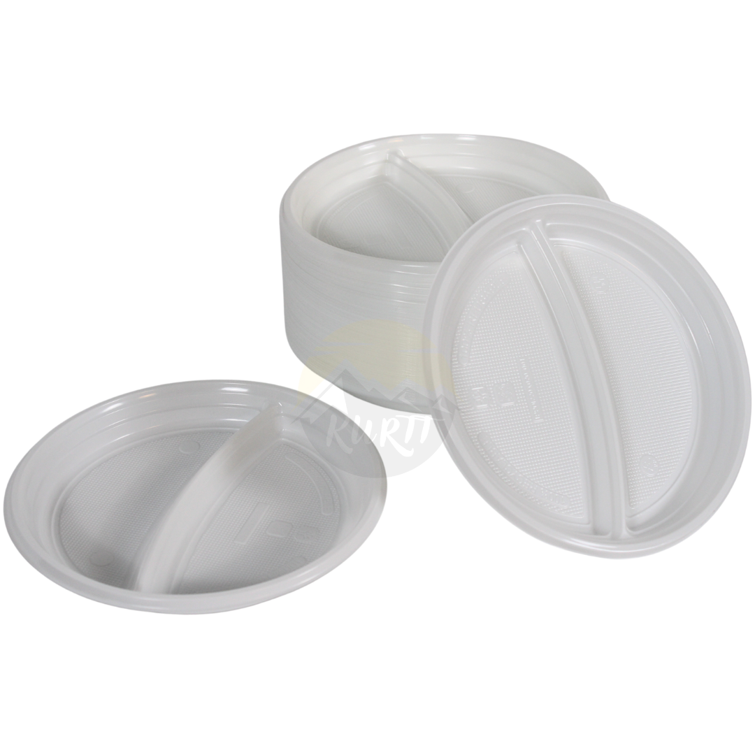 Plastic bord wit 22cm 2-vaks - 100 stuks incl. SUP