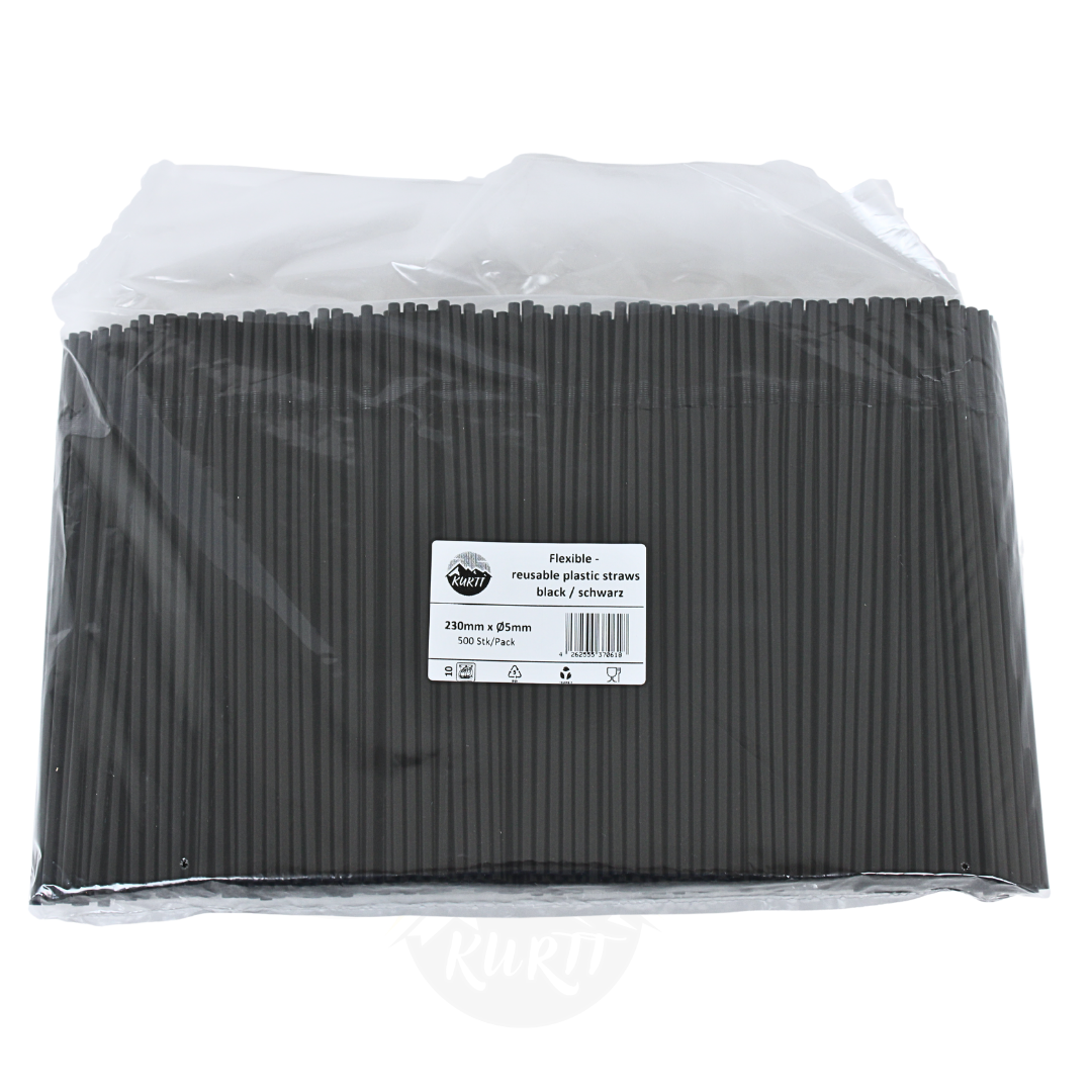 Wiederverwendbare Strohhalme, PP-Kunststoff, mehrfarbig, 5 x 230 mm, Packung mit 500 Stück