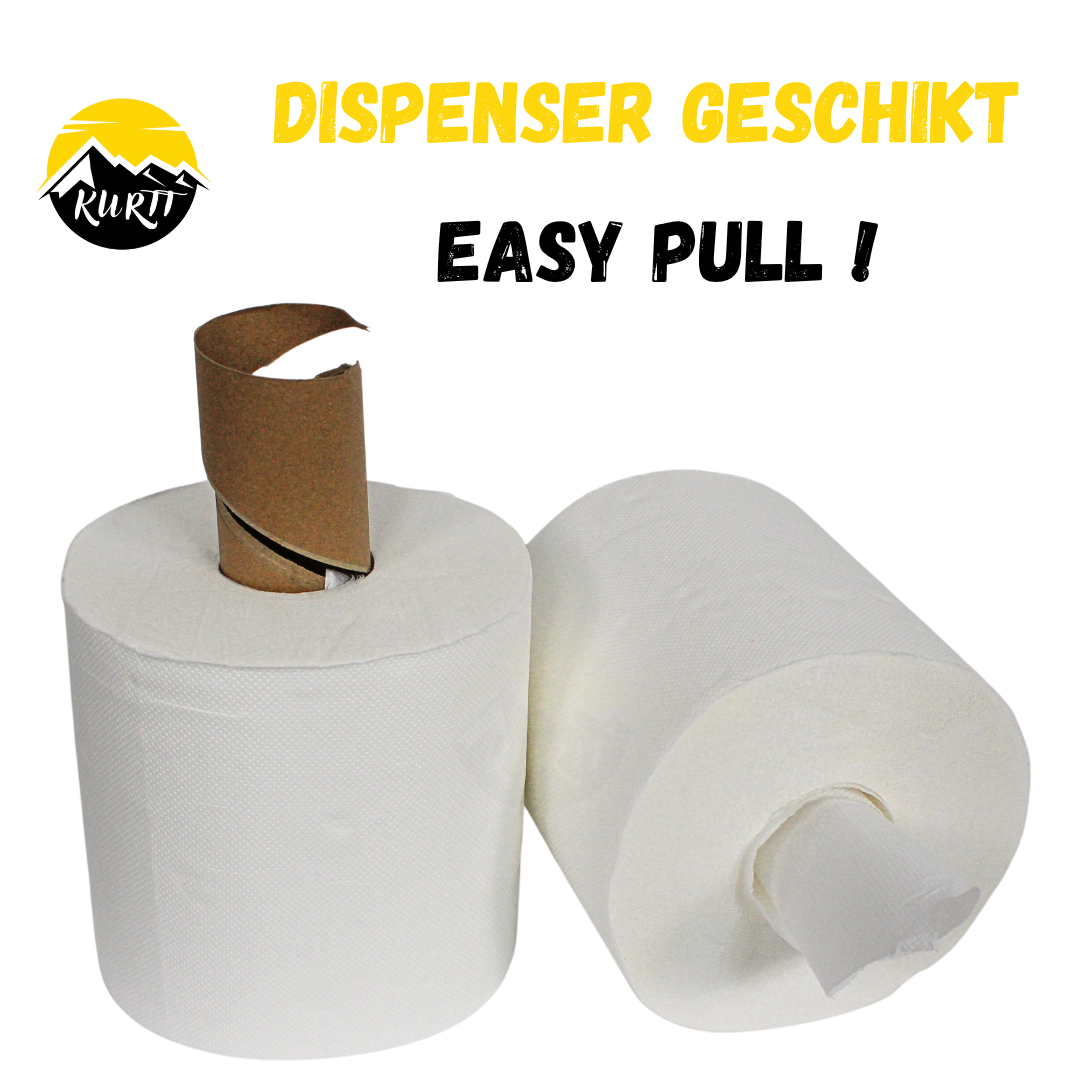 KURTT 12 Poetsrollen 2-laags, (2 x 6 poetspapier), dispenser geschikt
