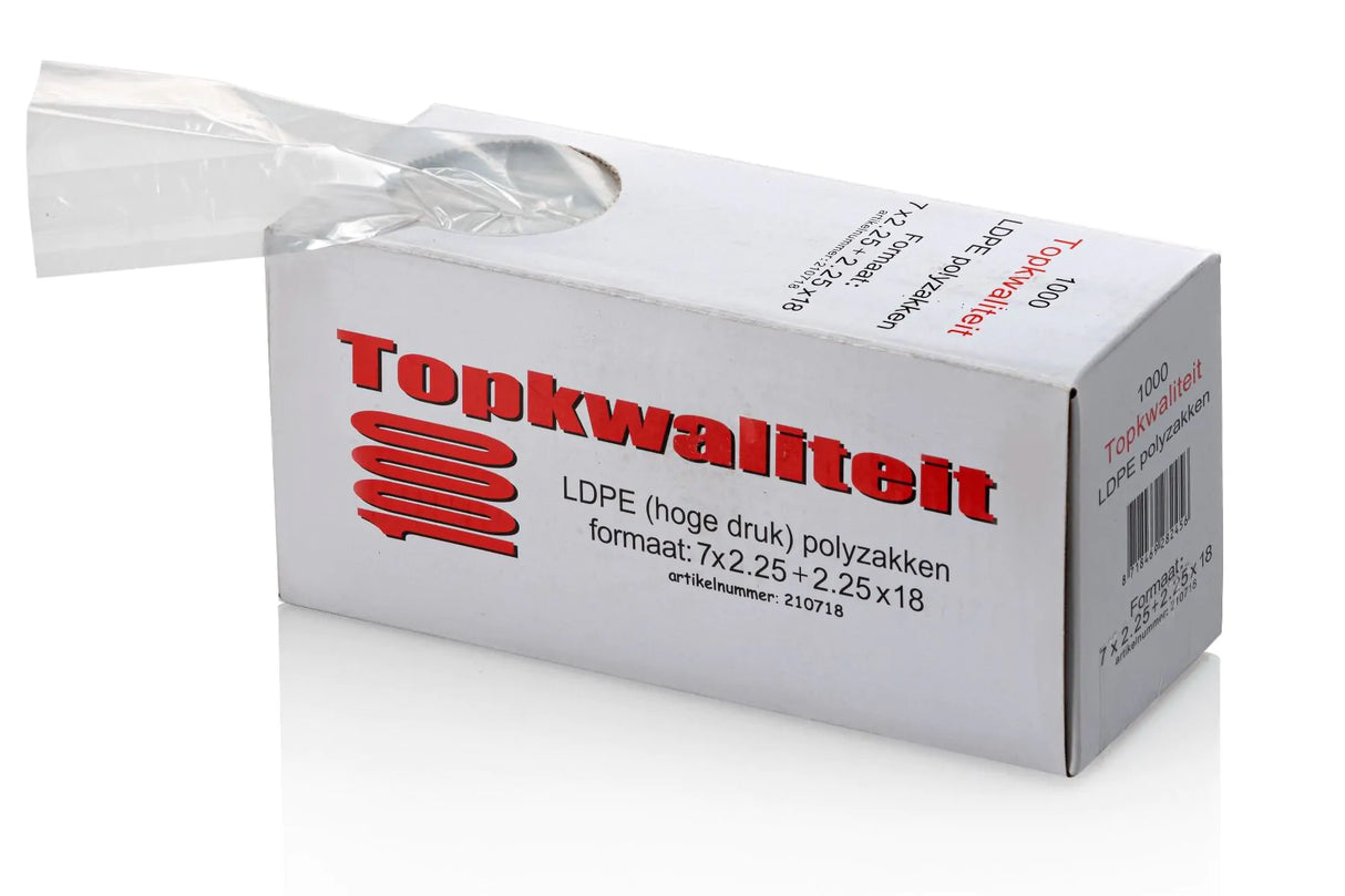 LDPE Seitenfaltenbeutel 18µ – 7+2x2x25x18cm Lebensmittelecht | 1000 Stück