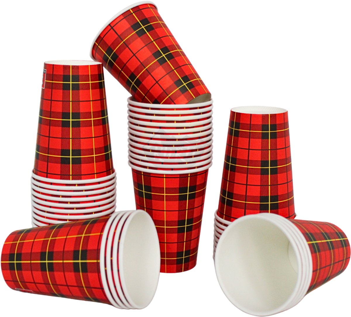 2500x 7.5oz/180ml, Koffiebekers to go breukbestendig- koffiebeker karton 'schotse ruit' Drinkbeker - Koffiebekers karton - Kartonnen Beker - A kwaliteit, lekvrij