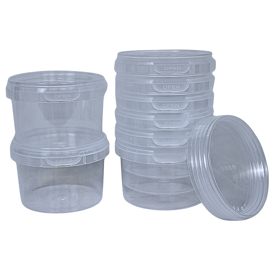 Feinkostbecher PP Transparent 280ml Rund – Originalitätsverschluss Sauce Salat | 10/20/50 Stück