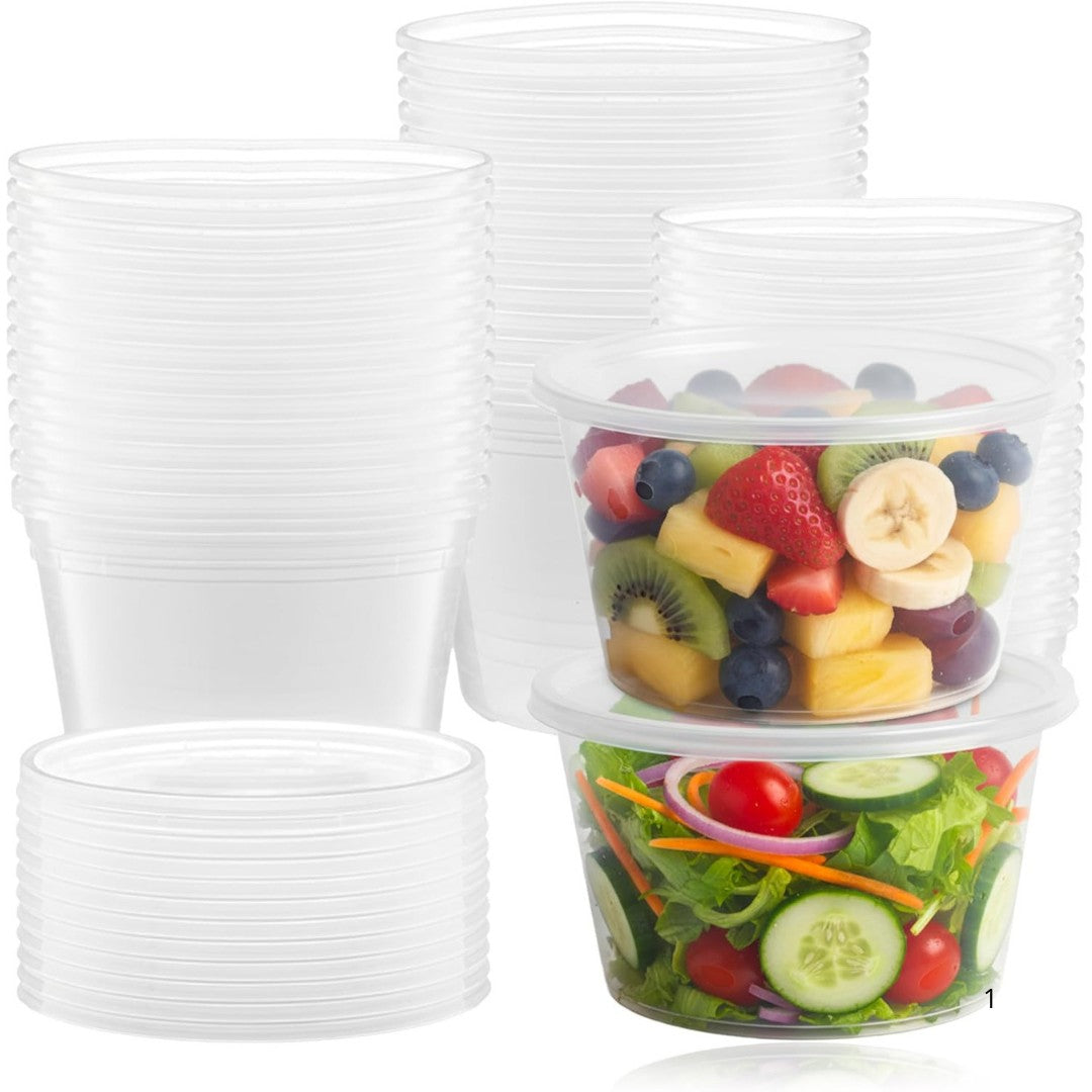 Frischhaltedosen 500ml Transparent PP Deckel – 100 Stück | Batch Cooking Suppe Meal Prep Mikrowelle