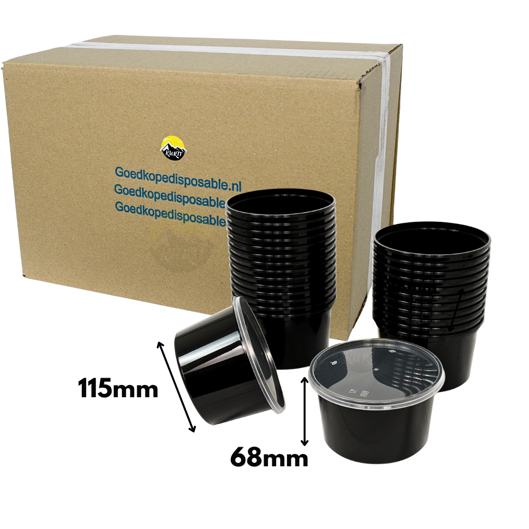 Reusable Black Round 500cc - 100 pieces