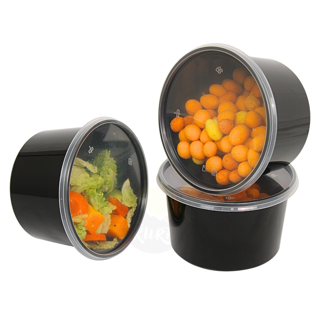 Reusable Black Round 500cc - 100 pieces