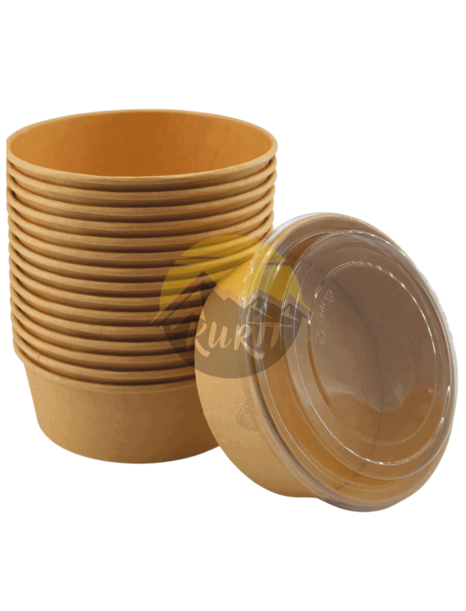 Cardboard Salad containers with RPET lid 1300 ml - 100 pieces