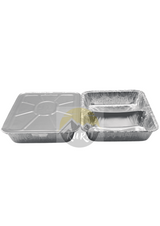 Aluminum containers 1020L 2-divided with aluminum lids - 100 pieces