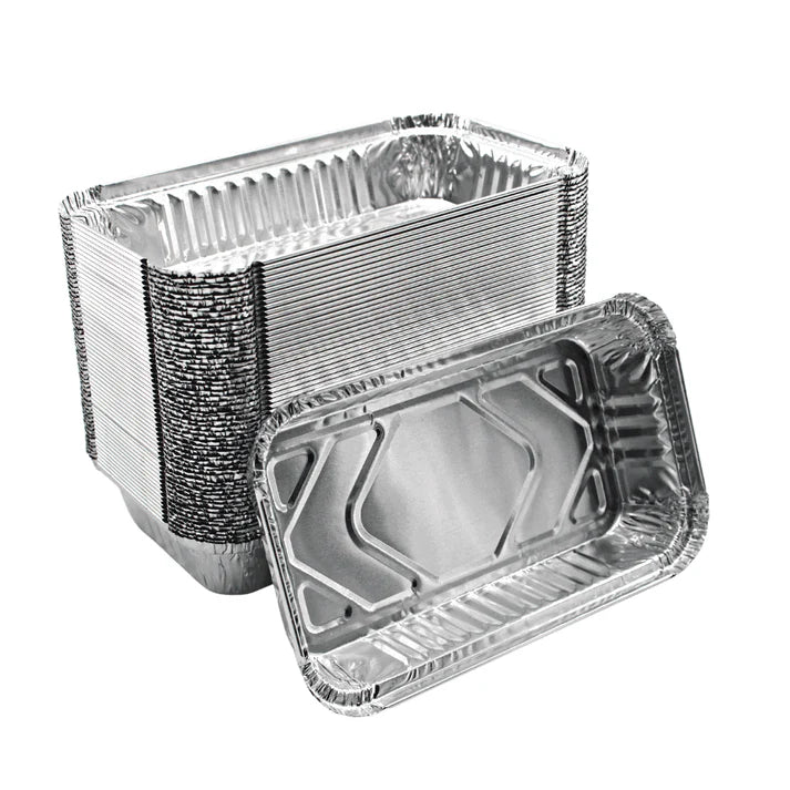  Aluschale 650L mit Deckel 22x13x3,4cm – 100 Stück | Ofen Airfryer Grill Gefrierschrank