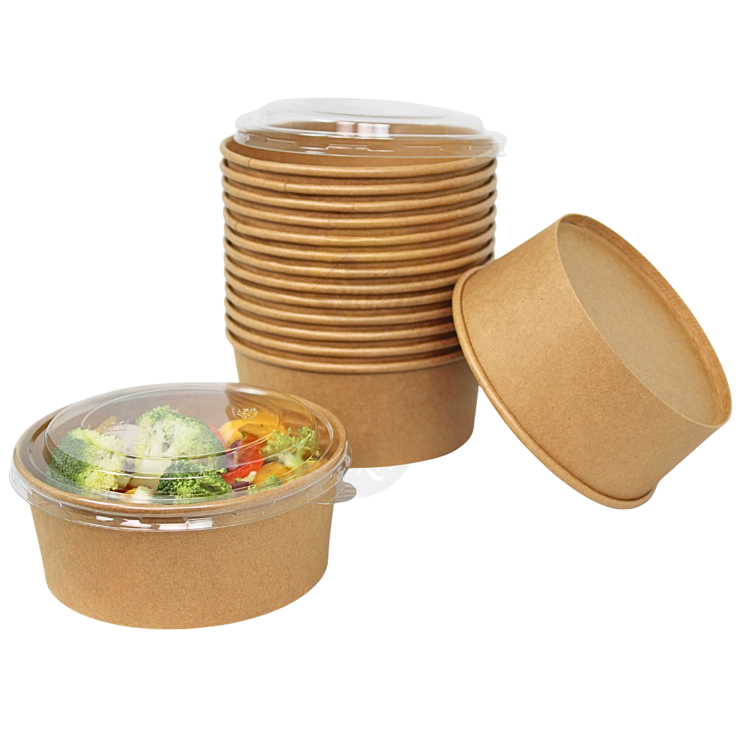 Cardboard salad bowls with RPET lids 750 ml - 150 pieces