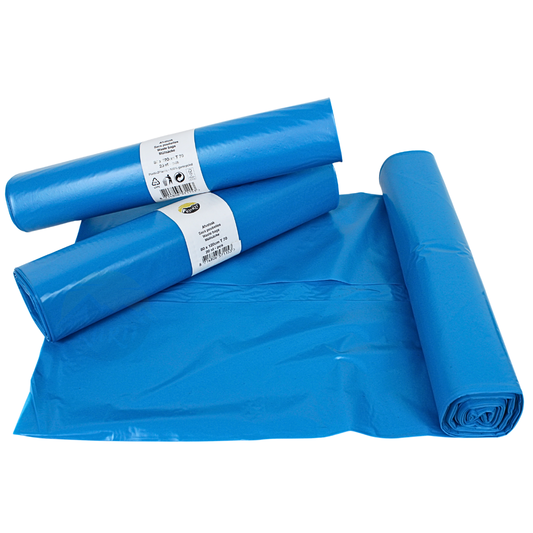 Müllsäcke LDPE 80x120cm Blau Typ 70 Auf Rolle | 200 Stück