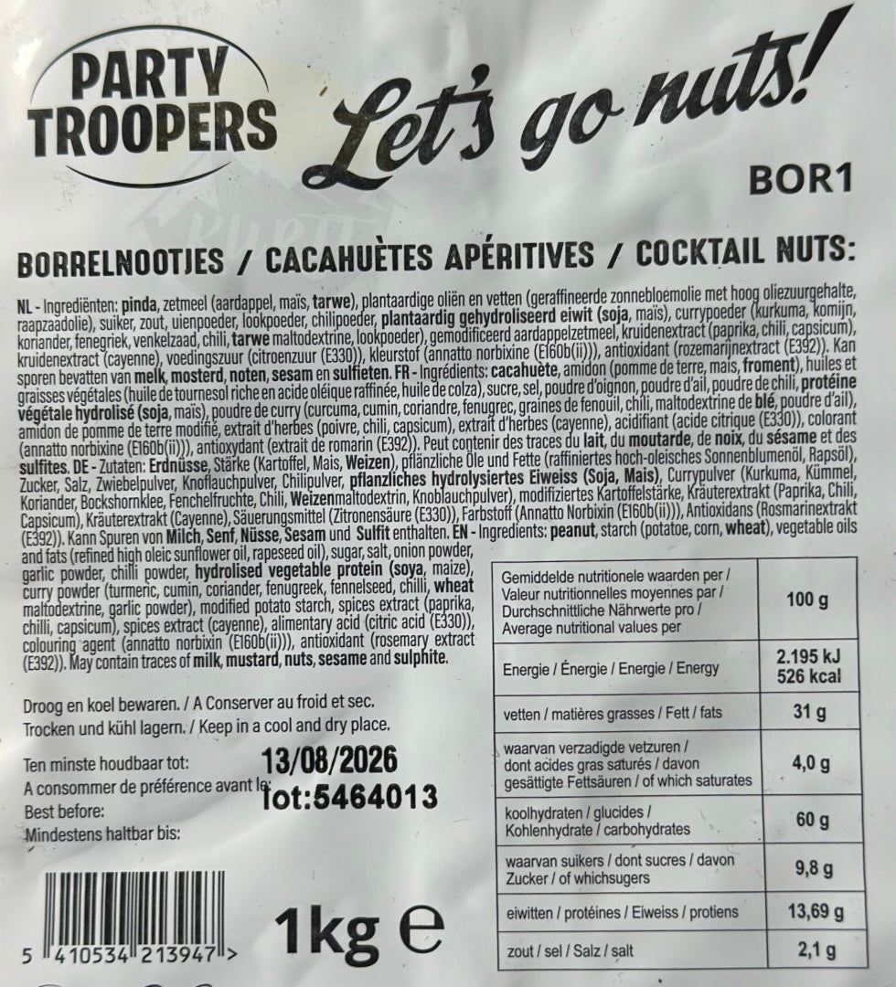 Borrelnootjes, Cocktailsnacks - 1 KG
