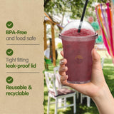 100x Smoothiebekers met Deksel 400ml Transparant Plastic