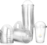 100x Smoothiebekers met Deksel 400ml Transparant Plastic
