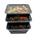 Magnetronbakjes met deksel zwart 750ML - 100 stuks