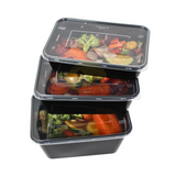 Magnetronbakjes met deksel zwart 750ML - 100 stuks