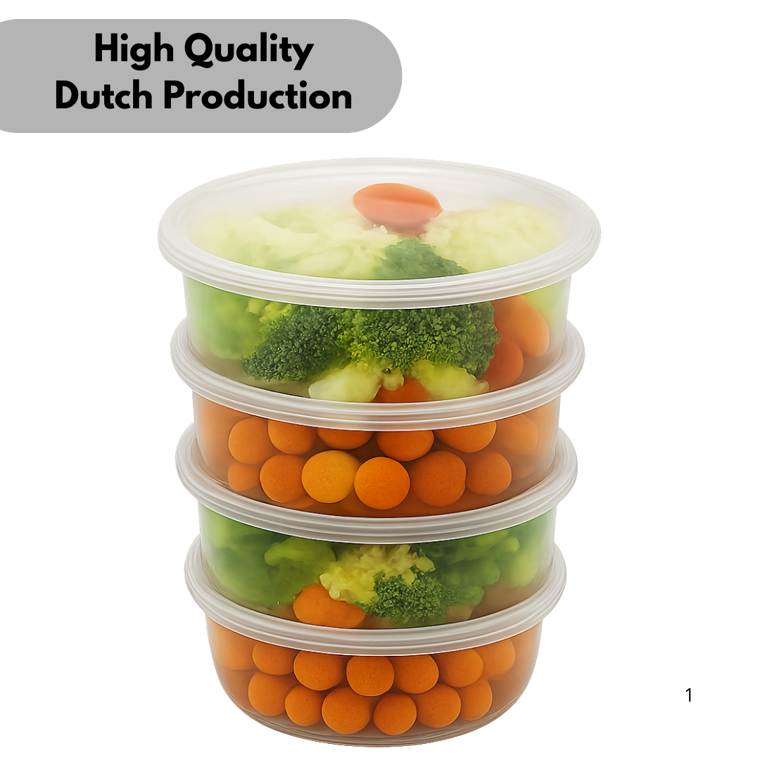 Microwave containers with lids Transparent 350ML ROUND - 50 pieces