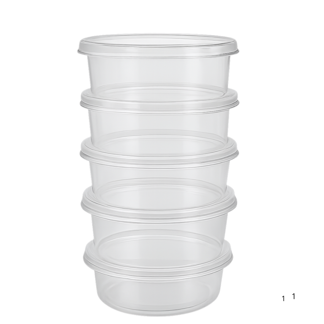 Microwave containers with lids Transparent 350ML ROUND - 50 pieces