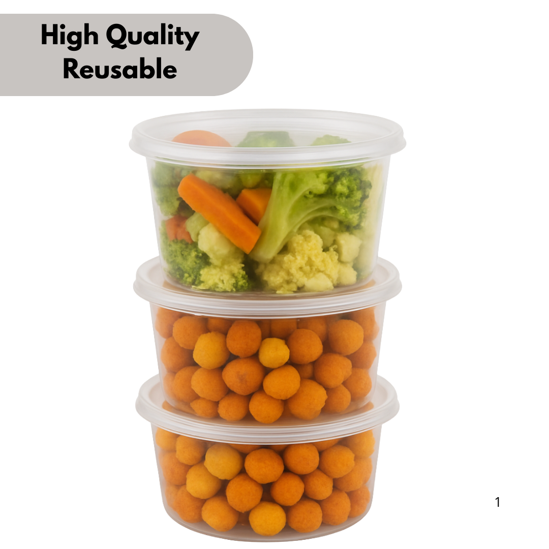 100x Magnetronbakjes inclusief deksels 500ml plastic potjes - vershoudbakjes Geschikt voor Take Away. Herbruikbaar en BPA Vrij