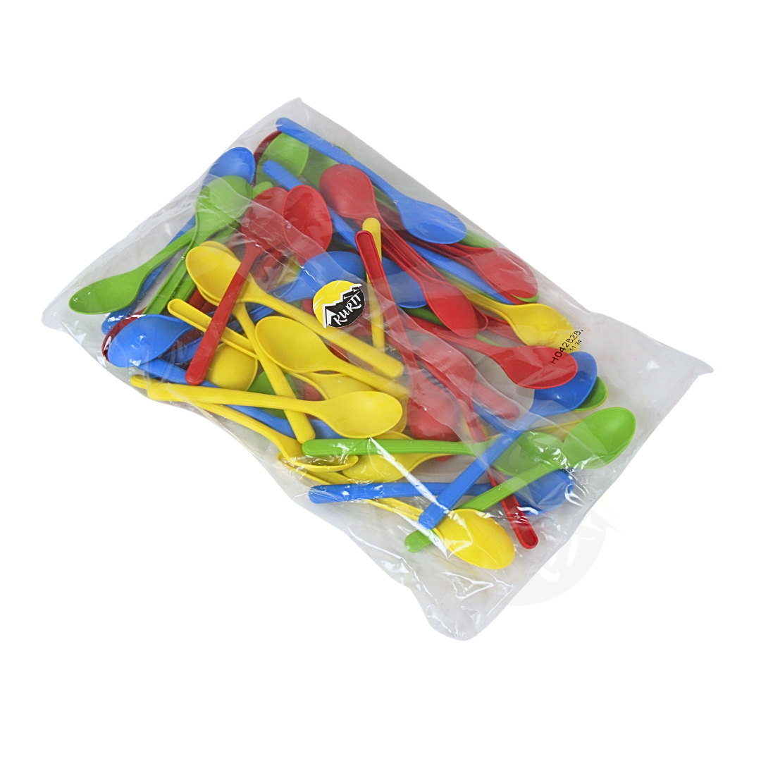 Gekleurd Plastic IJslepels Herbruikbaar 175mm — Dessertlepels 50st