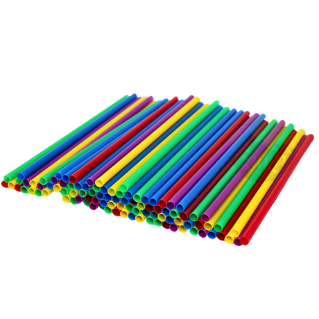 Straws Multicolor PP Plastic - 250 pieces Reusable