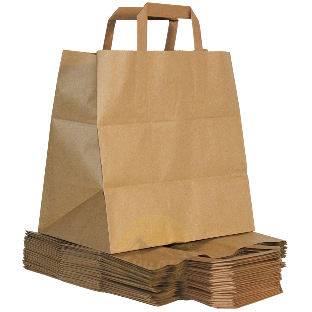 Paper carrier bag brown 26 + 17 x 25 cm - 50 pieces