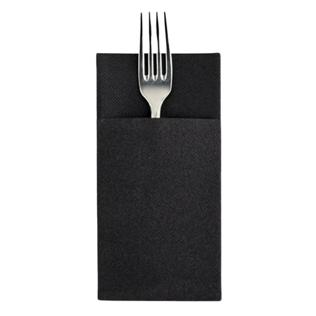 Besteckservietten 1/8 Airlaid 1L Schwarz 40x40 cm - 75 Stück
