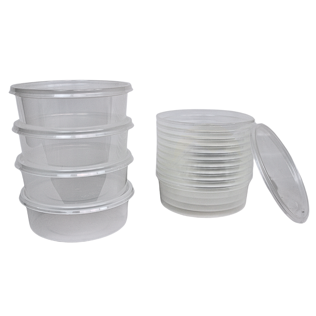 Mikrowellenbehälter mit Deckel Transparent 250ML RUND - 50 Stück
