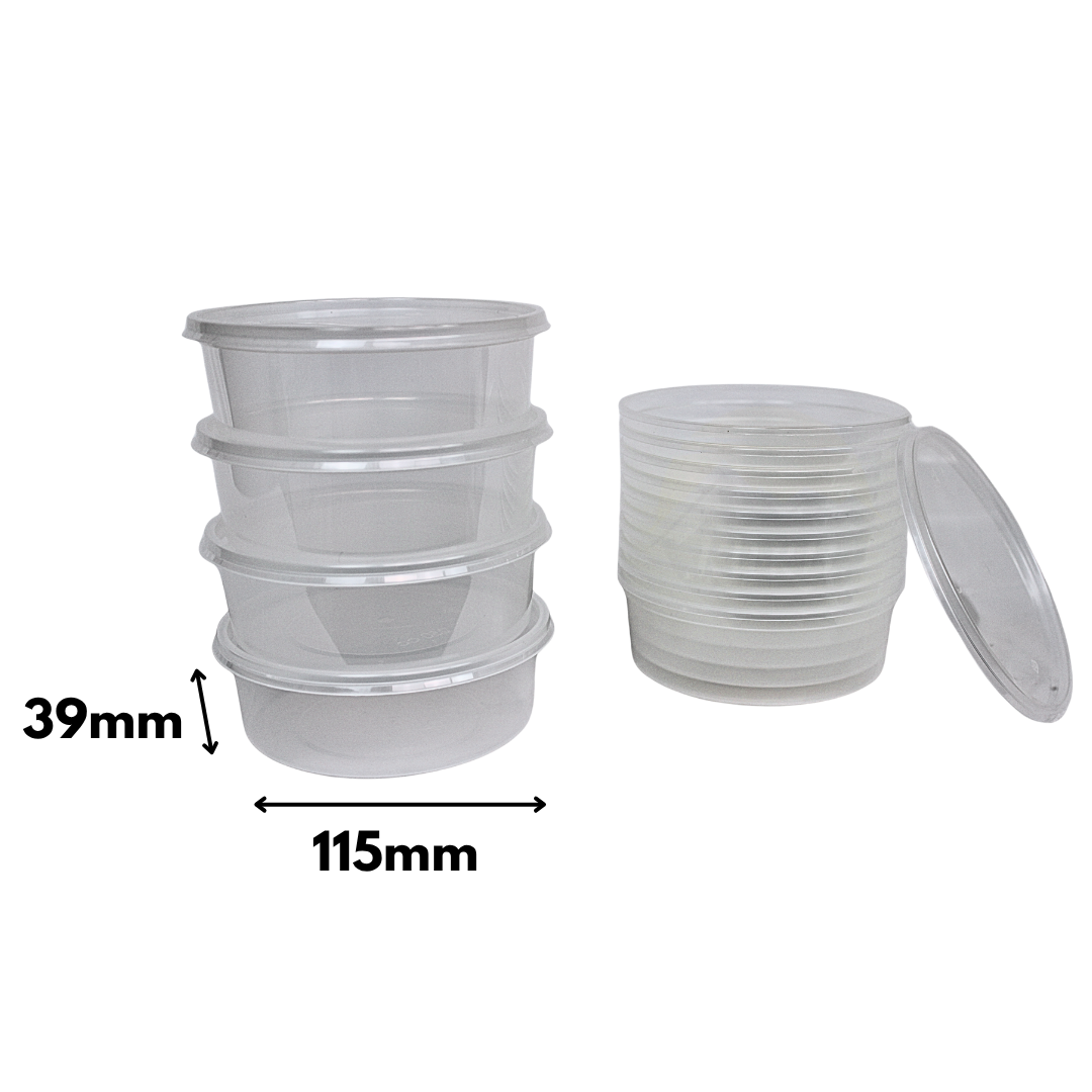 Mikrowellenbehälter mit Deckel Transparent 250ML RUND - 50 Stück